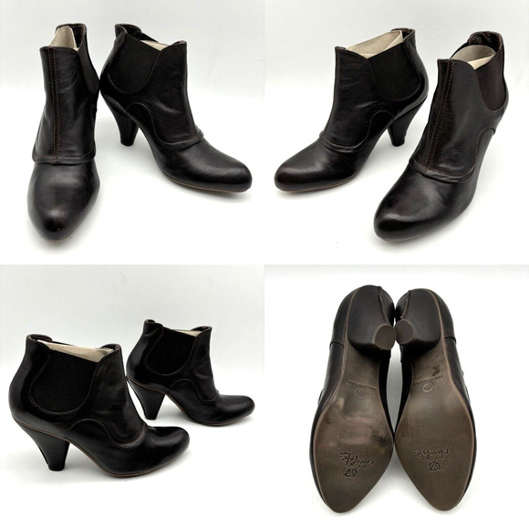 NEW Chocolate Negro Brown Genuine Leather Block Heel Chelsea Boot US8.5 EU39 - Picture 1 of 16
